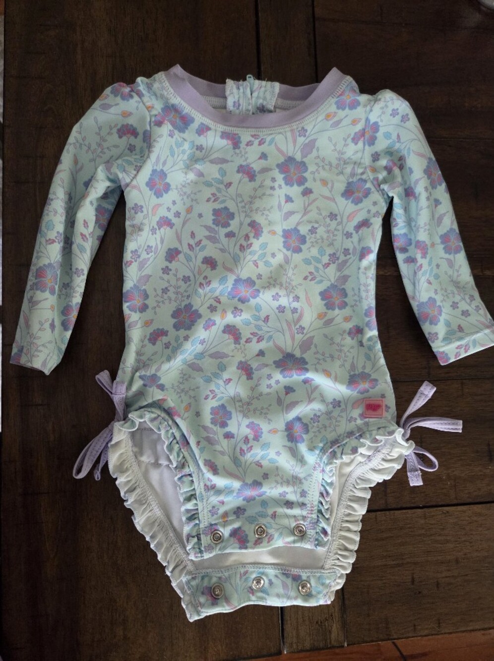 RuffleButts Fairytale Garden Long-Sleeve Rashguard Bodysuit